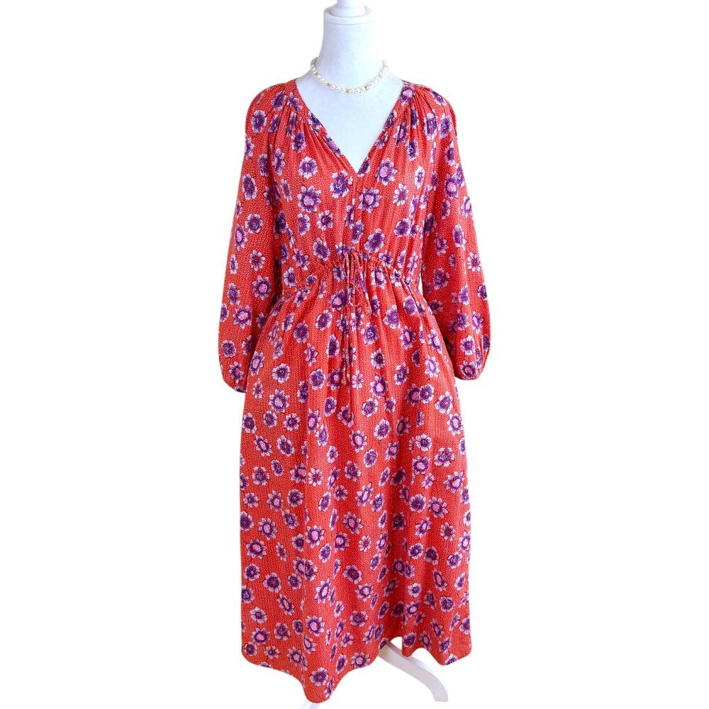 Xirena Maxi Dress Liv Floral Midi Maxi Red Purple Cotton (M)